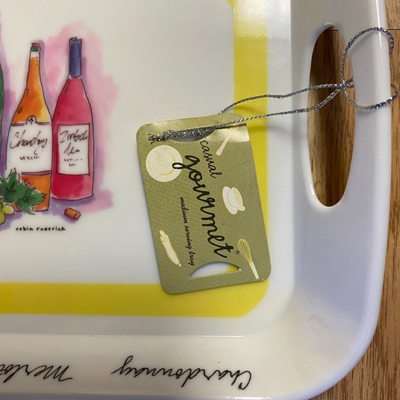 2 Casual Gourmet Melamine Sandwich Trays w/Wine Theme, Rectangular with Handles - Picture 5 of 7